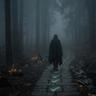 Developer walking through a dark uncertain path representing hidden software risks beyond test coverage metrics