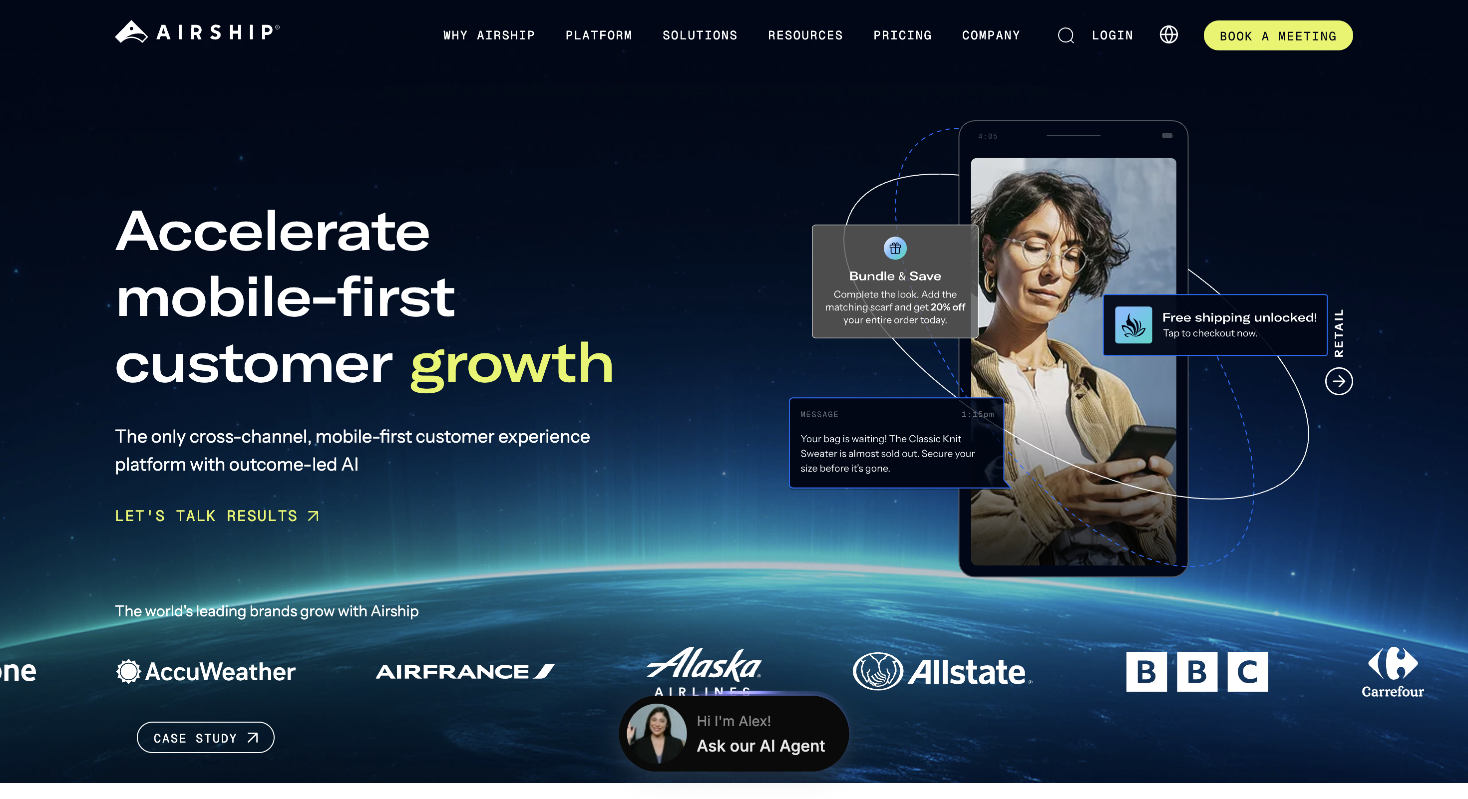 Airship mobile-first customer experience homepage