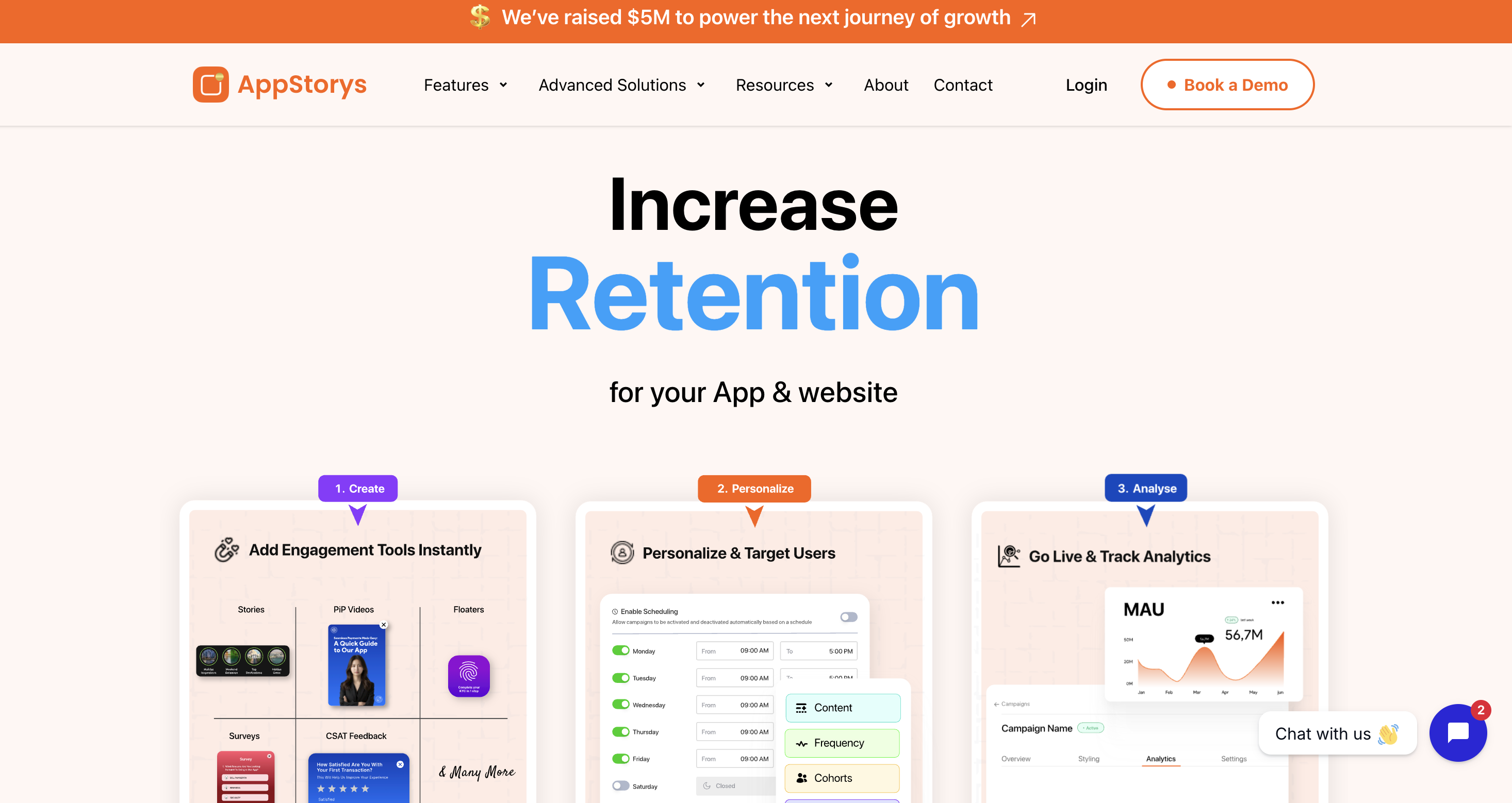 AppStorys homepage presenting its no-code in-app engagement suite
