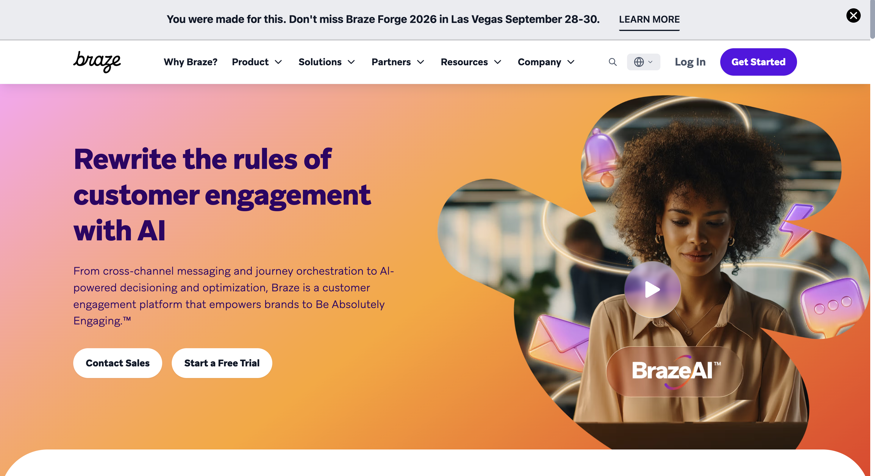 Braze customer engagement homepage