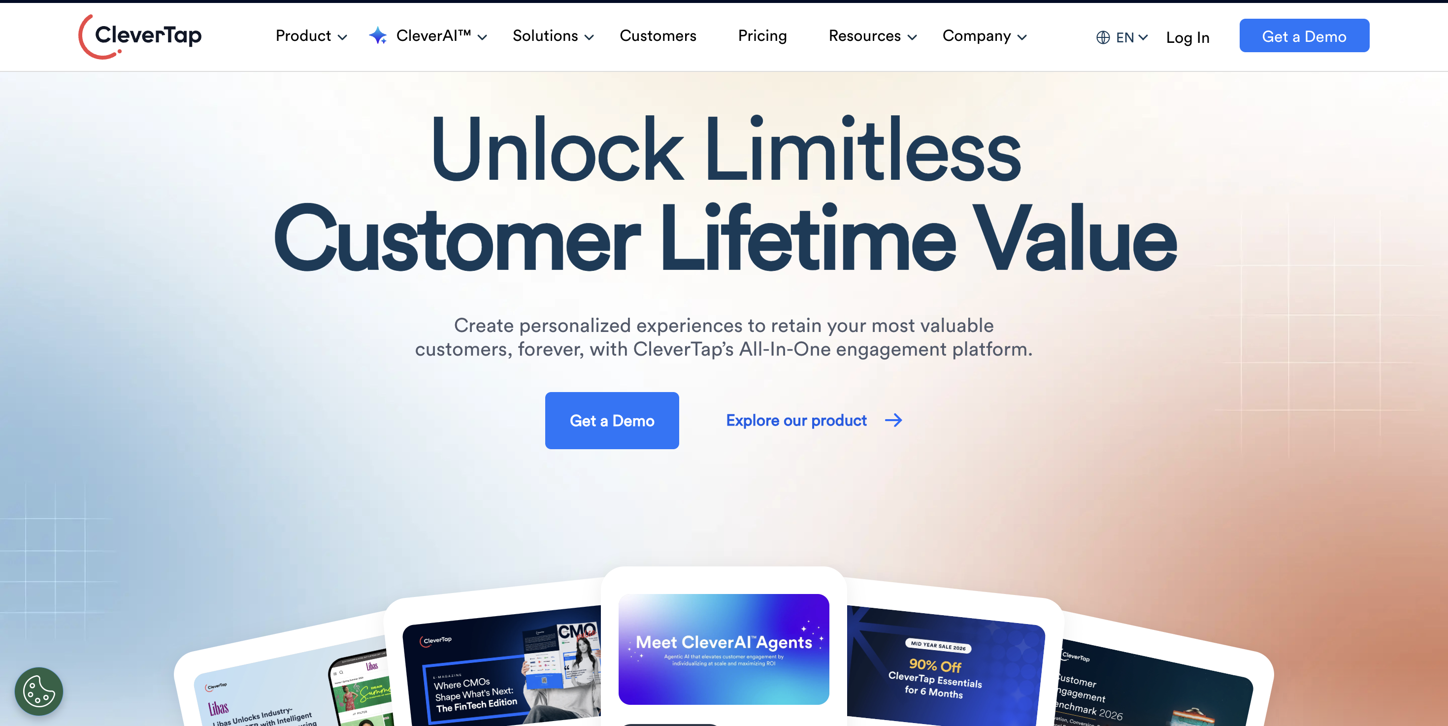 CleverTap customer engagement homepage