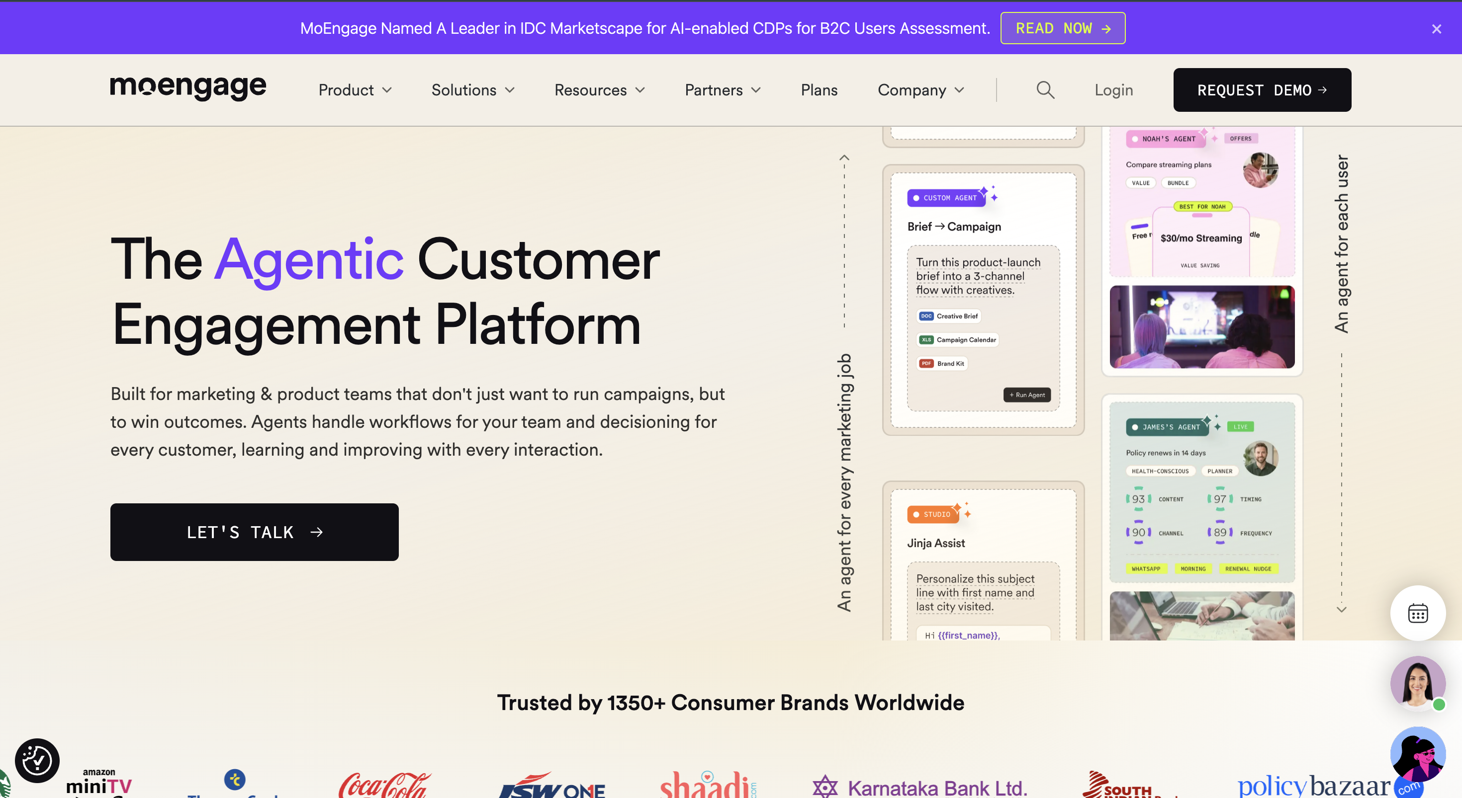 MoEngage agentic customer engagement homepage