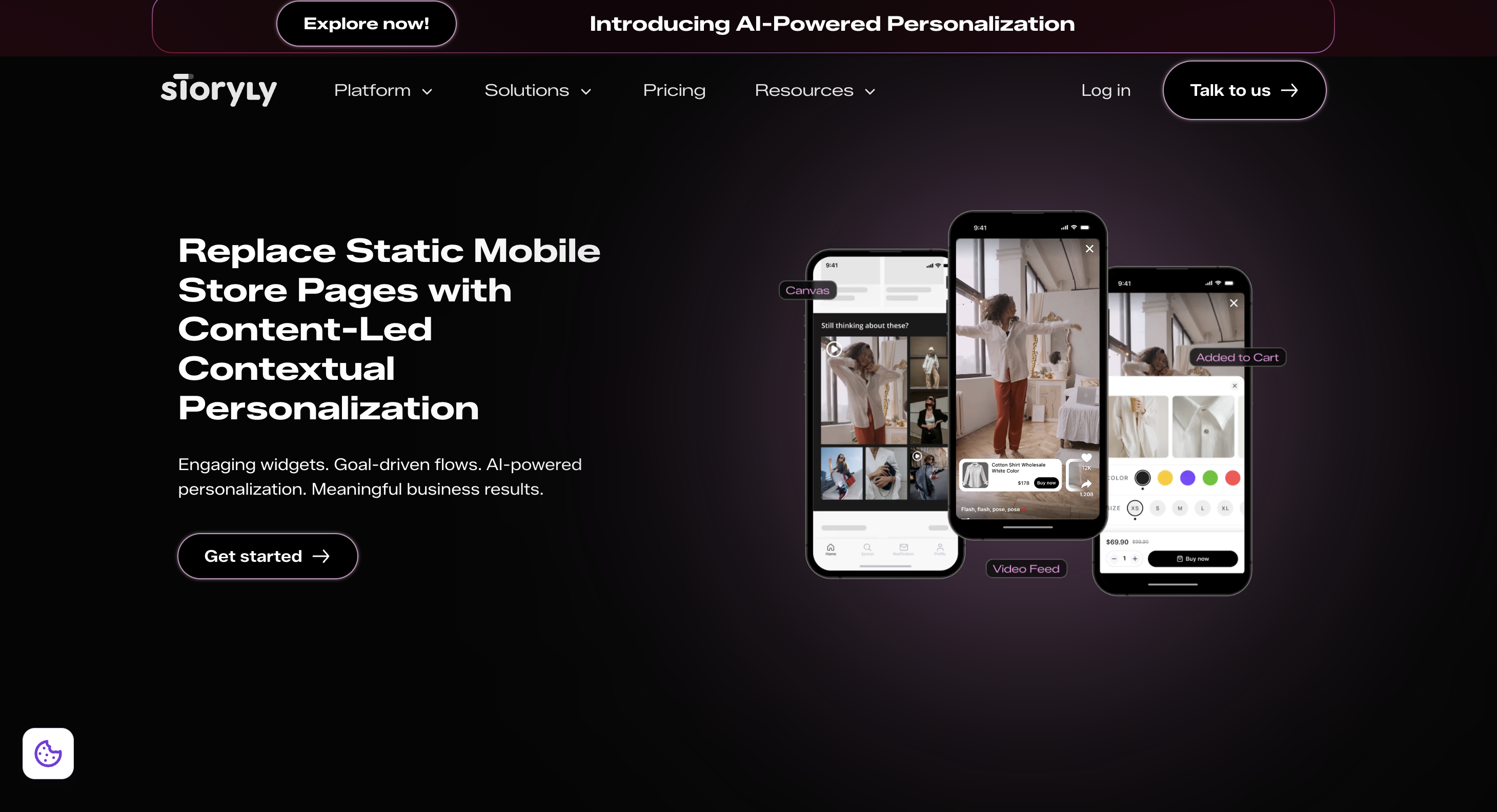 Storyly homepage presenting its AI-powered content experience platform