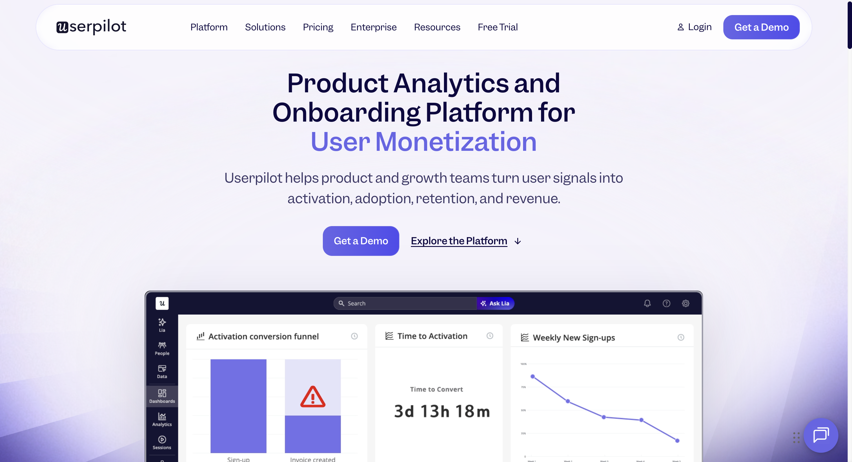 Userpilot product adoption platform homepage