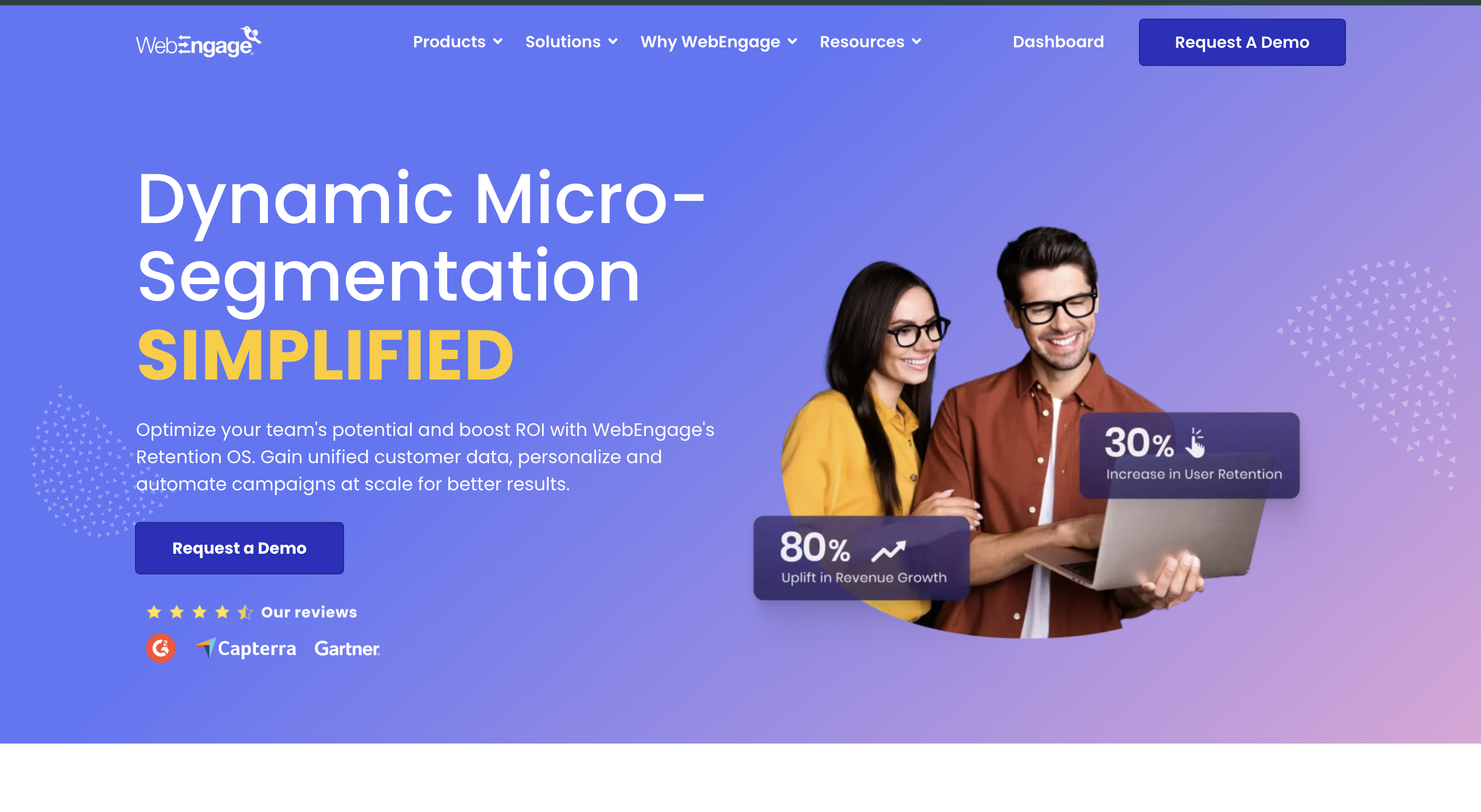 WebEngage retention platform homepage