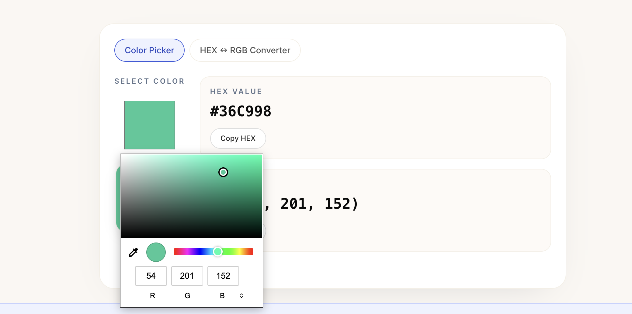 Color Picker & HEX/RGB Converter