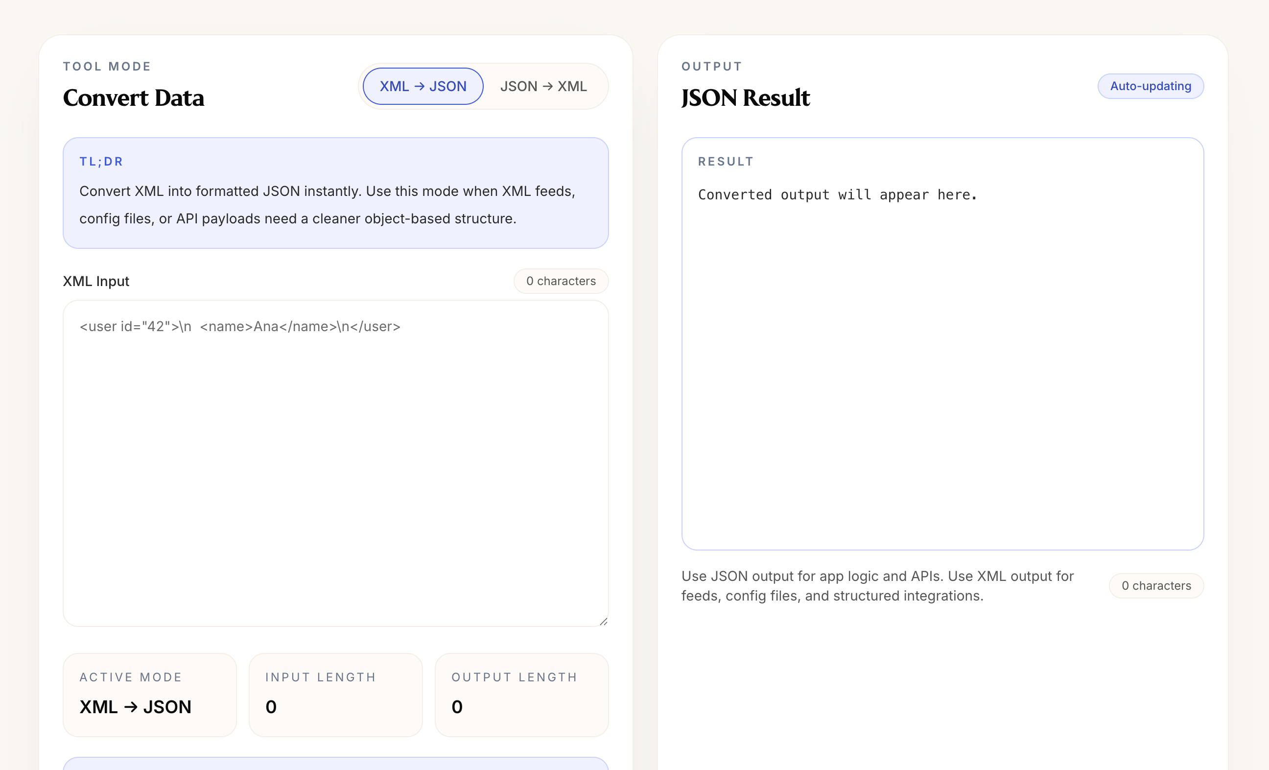 XML ↔ JSON Converter