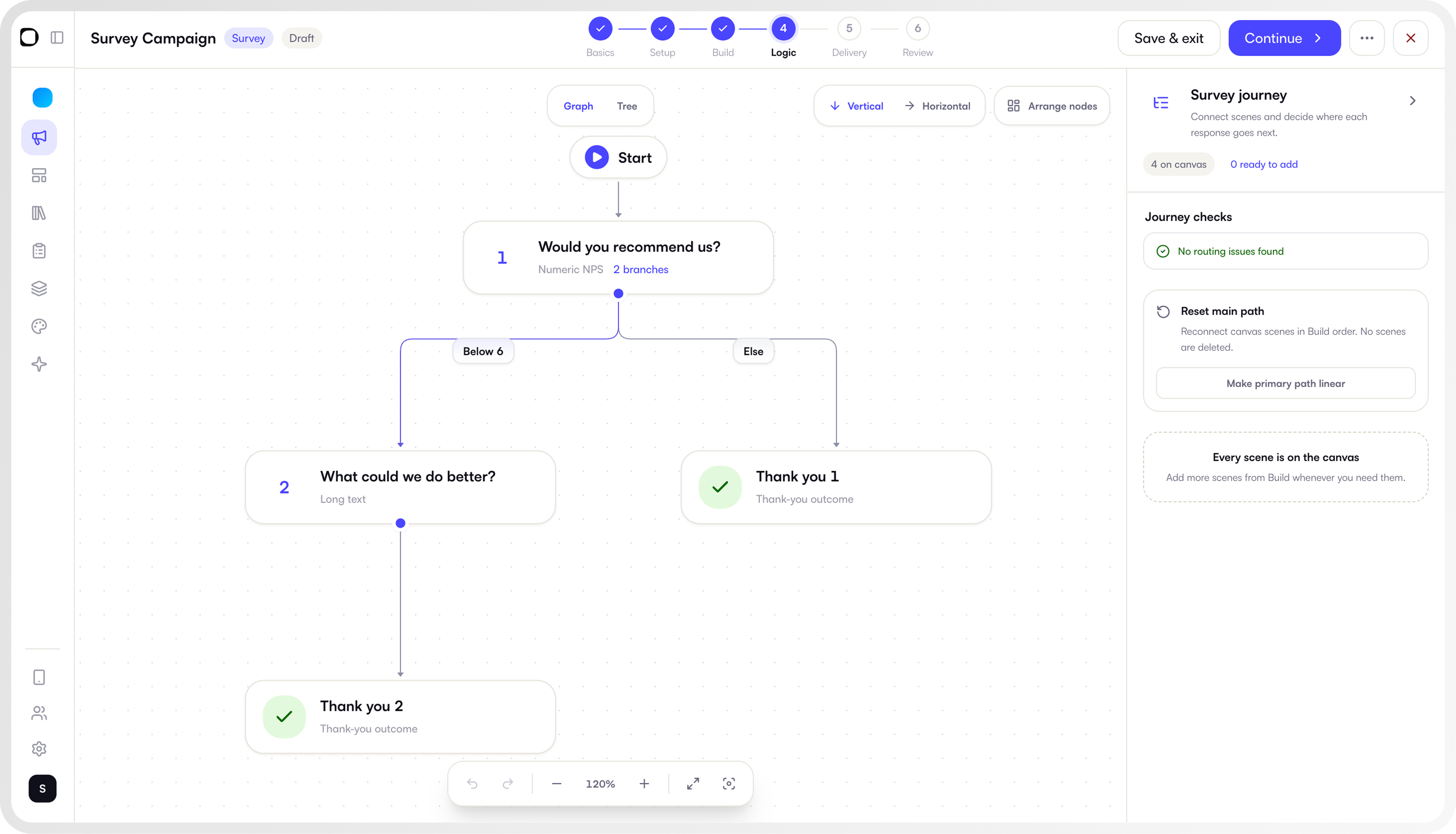 Set up your survey logic in Digia Engage