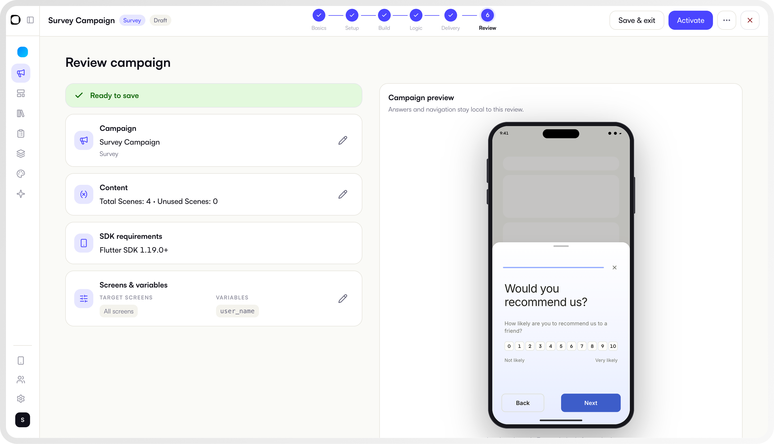 Review & launch in Digia Engage
